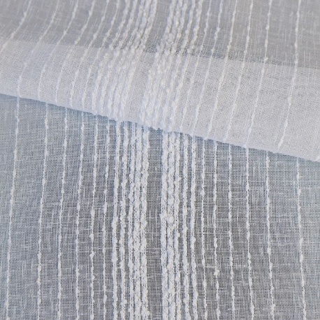 Tissu Etamine Fileté Bouclette Shady Blanc
