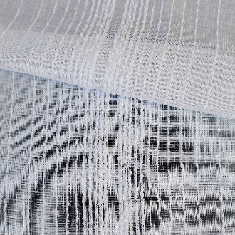 Tissu Etamine Fileté Bouclette Shady Blanc