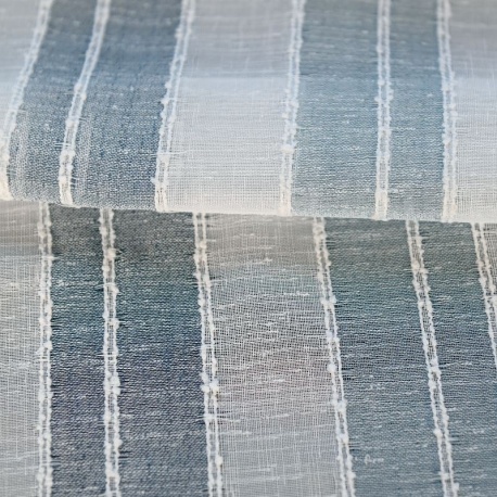 Tissu Etamine Rayée Brehat Bleu