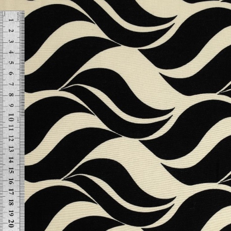 Tissu Viscose Imprime Noir Vague