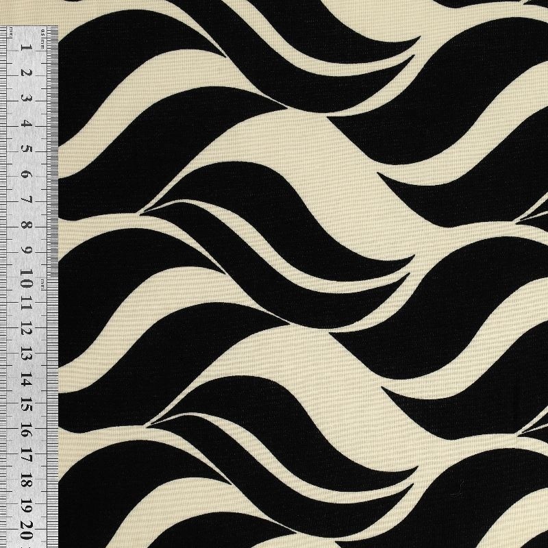 Tissu Viscose Imprime Noir Vague