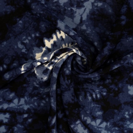 Tissu Viscose Imprimé Tye&die Bleu 