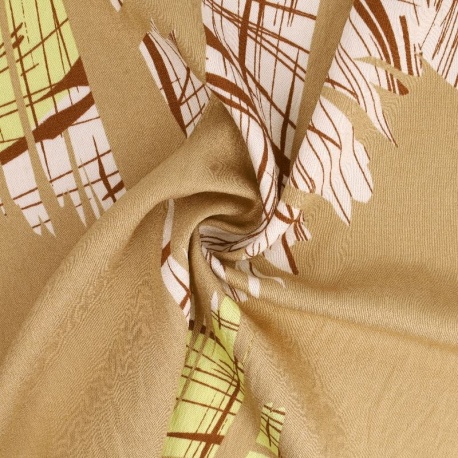 Tissu Viscose Nylon Imprimé Abstrait Beige
