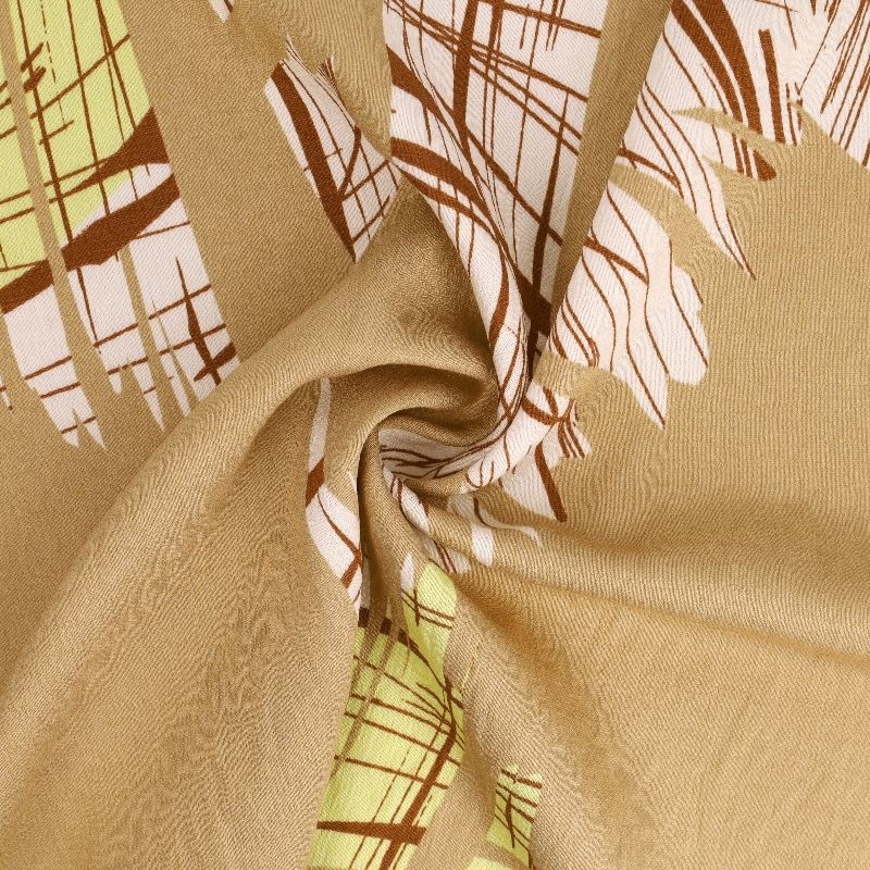 Tissu Viscose Nylon Imprimé Abstrait Beige