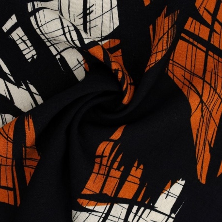 Tissu Viscose Nylon Imprimé Abstrait Orange