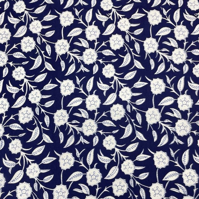 Tissu Imprimé Esprit Blockprint Taj Mahal Bleu Indigo 