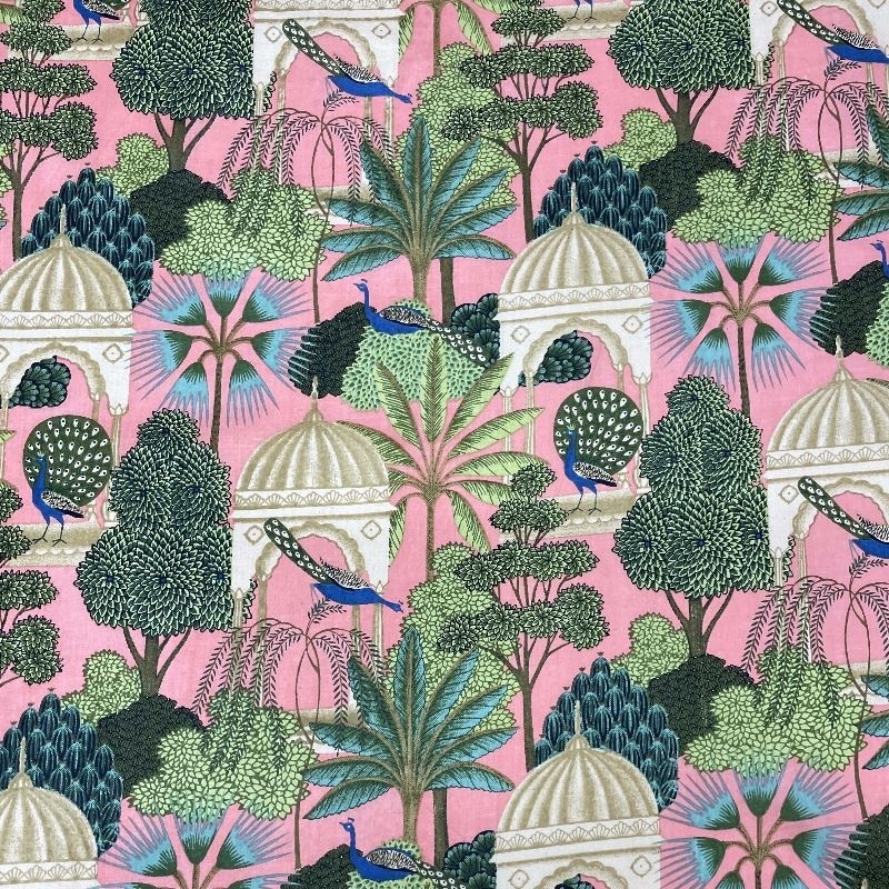 Tissu Imprimé Esprit Blockprint Taj Mahal Rose