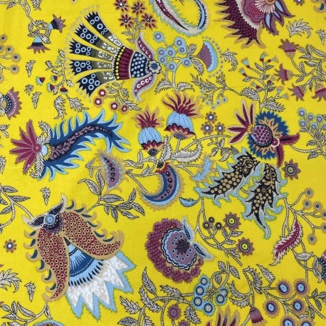 Tissu Imprimé Esprit Blockprint Taj Mahal Jaune 