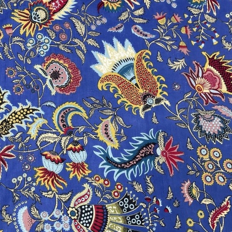Tissu Imprimé Esprit Blockprint Taj Mahal Bleu