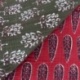 Tissu Blockprint Imprimé Tampons Mains Matelassé Double Face Rouge Vert