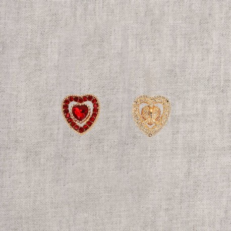 Bouton coeur strass