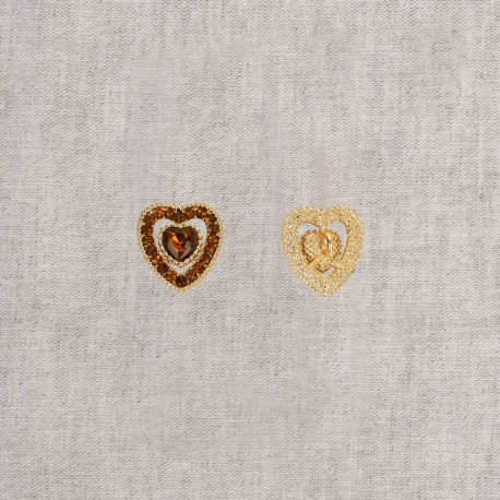 Bouton coeur strass