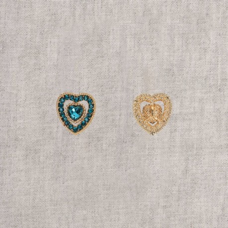 Bouton coeur strass