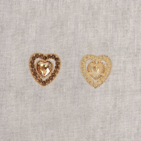 Bouton coeur strass