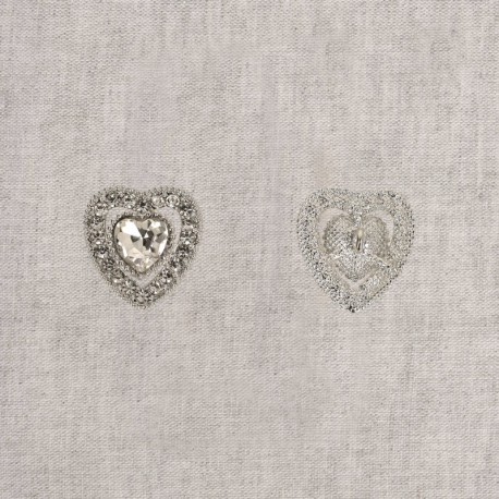 Bouton coeur strass