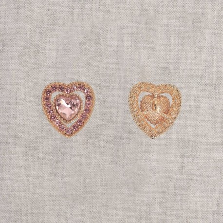 Bouton coeur strass
