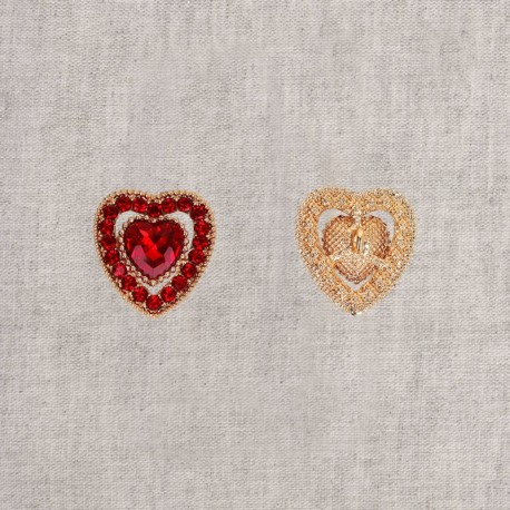 Bouton coeur strass