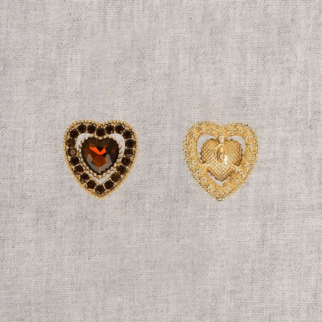 Bouton coeur strass