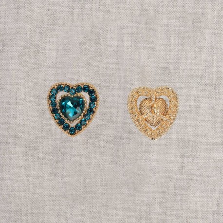 Bouton coeur strass