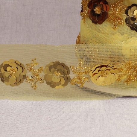 Galon brodé paillettes et perles