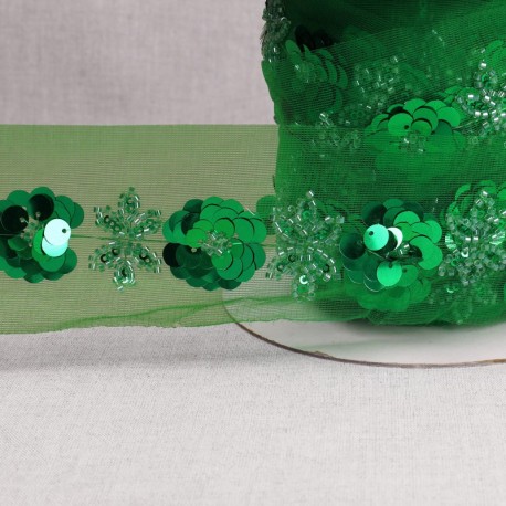 Galon brodé paillettes et perles