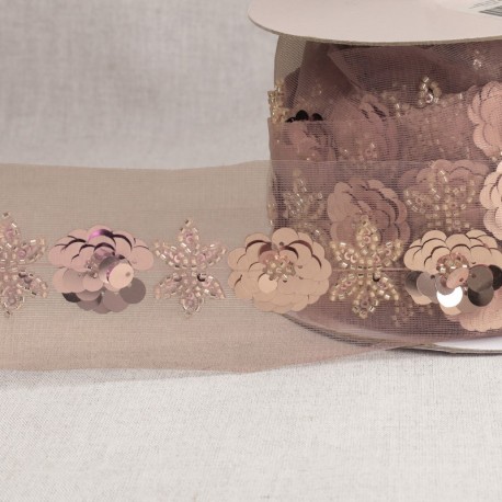Galon brodé paillettes et perles