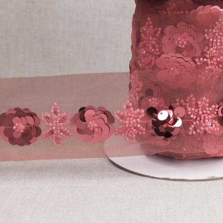 Galon brodé paillettes et perles