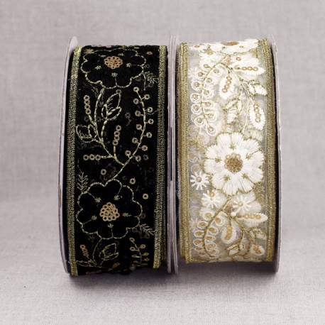 Galon brodé paillettes