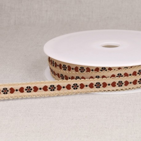 Galon jacquard petits coeurs