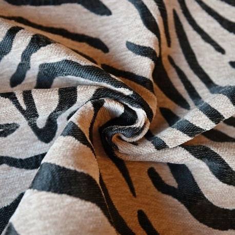 Tissu Jacquard Chenillé Mombassa Noir 