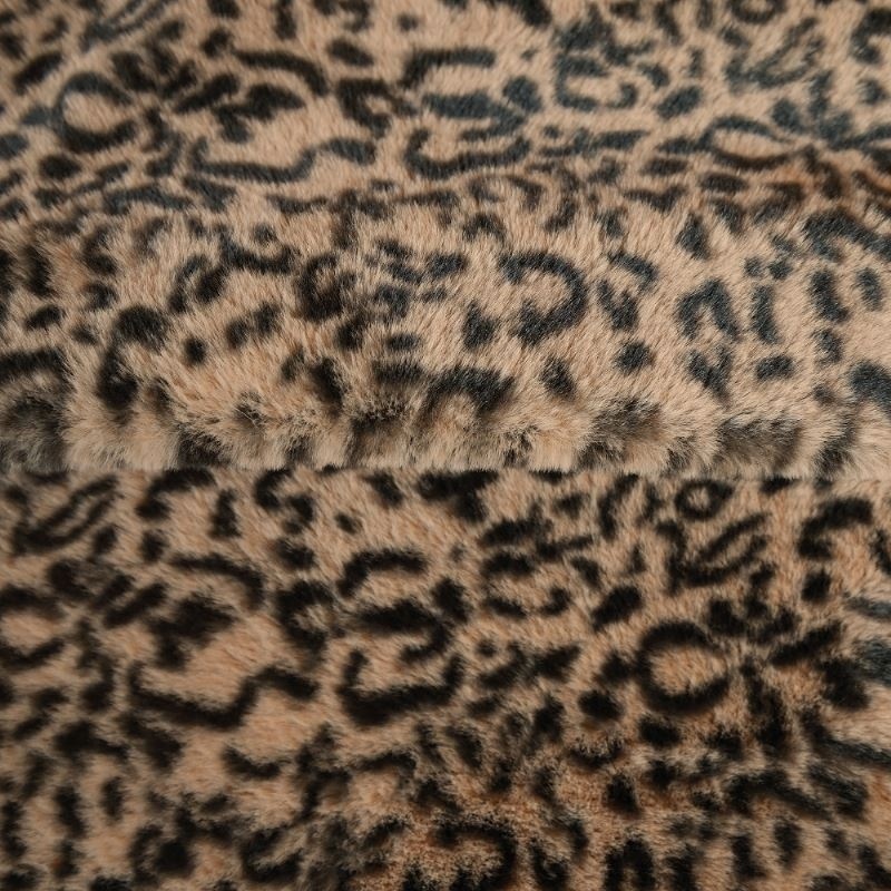 Tissu Fausse Fourrure Leopard Beige