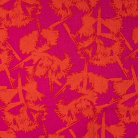Tissu Crêpe de Viscose Imprimé Fleurs Fuchsia