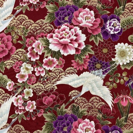 Tissu Coton Imprimé Tanuri Rouge Foil