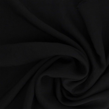Tissu Gabardine Viscose Polyester Uni Noir 