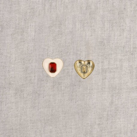 Bouton bijou coeur bi-color
