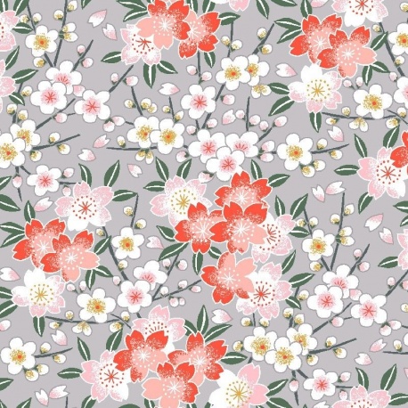 Tissu Chichi Percale Imprimé Corail 