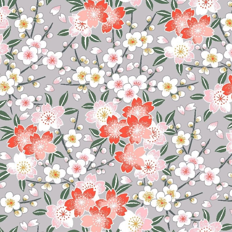 Tissu Chichi Percale Imprimé Corail 
