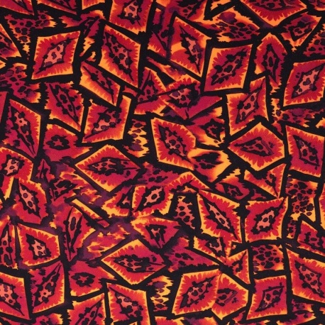 Tissu Viscose Stretch Imprimé Graphique Rouge