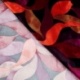 Tissu Satin de Viscose Imprimé Feuilles Rouge orange 