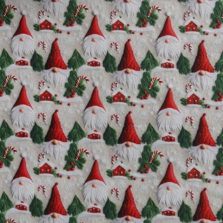 Tissu Gnomos Imprimé Effet 3d Ecru 