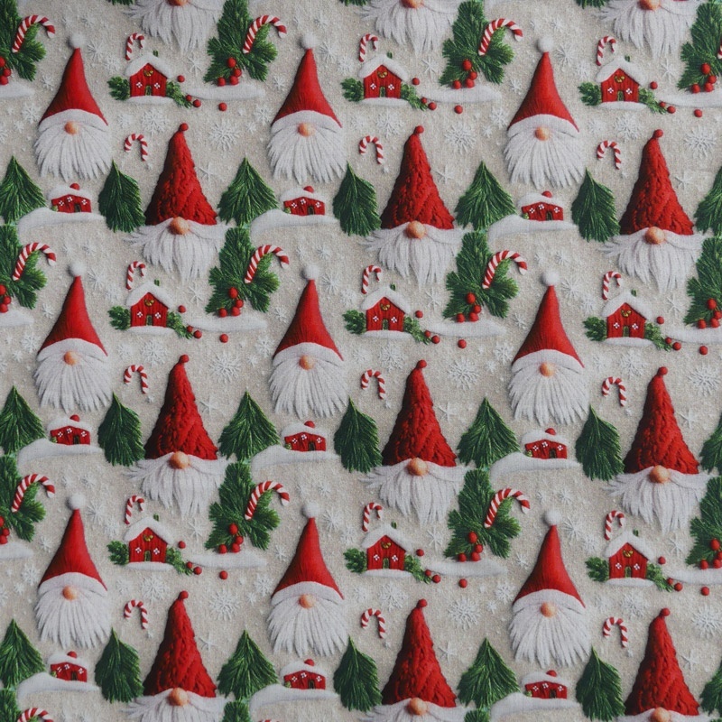 Tissu Gnomos Imprimé Effet 3d Ecru 