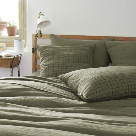 Linge de Lit Gaze de Coton Gaïa Mix Romarin - L'effet papillon
