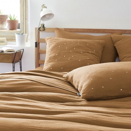 Linge de Lit Gaze de Coton Gaïa Chic Camel - L'effet papillon