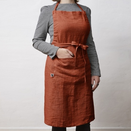Tablier Lin Lavé Soline Paprika - L'effet papillon 