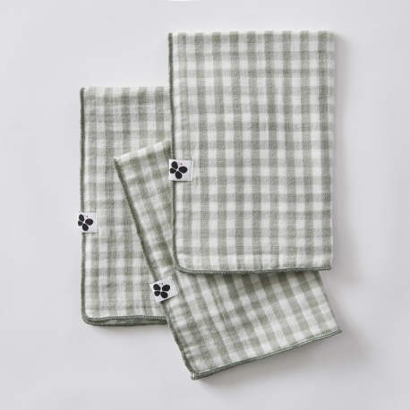 Lot 3 Serviettes Vickie Gaze de Coton Eucalyptus - L'effet papillon