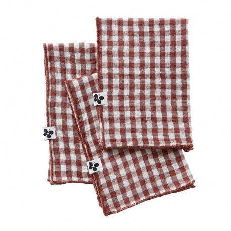 Lot 3 Serviettes Vickie Gaze de Coton Terracotta - L'effet papillon