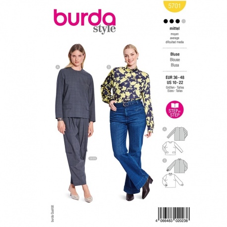 Patron Burda 5701 Chemisiers 36-48