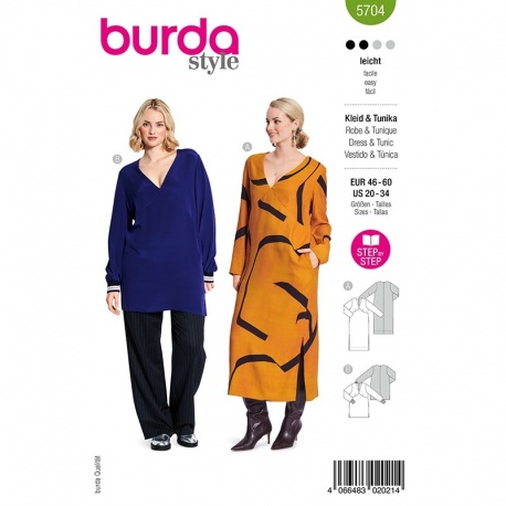 Patron Burda Curvy 5704 Robes Tunique 46-60 