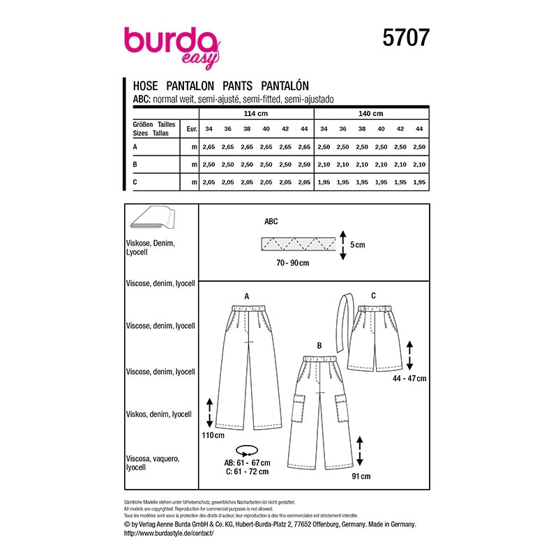 Burda Easy Patron Pantalon Jogging & Shorts Femme – Tailles 34-48, Super Facile Pour Débutantes