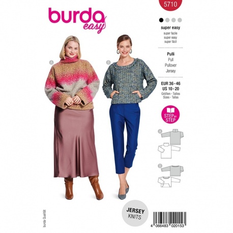 Patron Burda 5710 Pullover 36-46